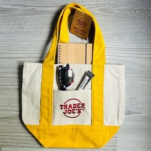 🛍️ Mini Canvas Tote Yellow Trader Joe’s Limited Edition